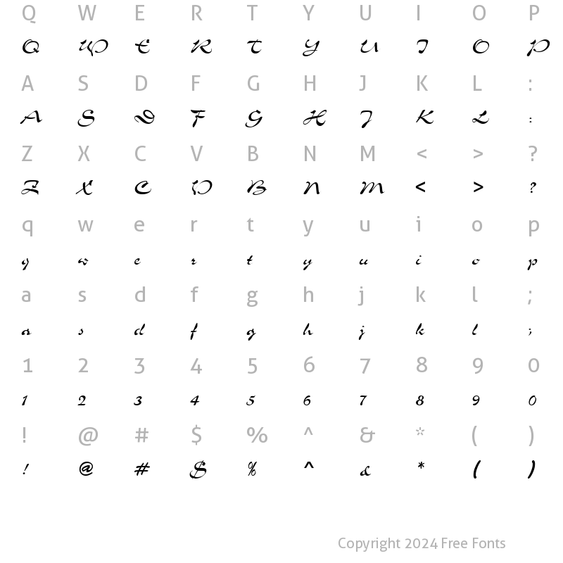 Character Map of PT Whimsy Normal