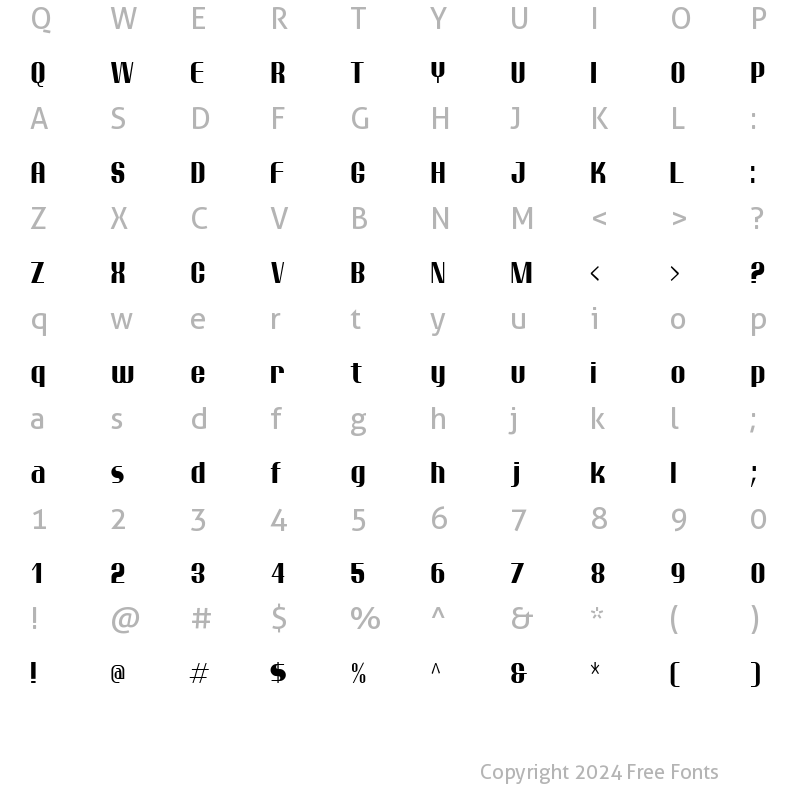 Character Map of Ptarmigan Condensed Regular