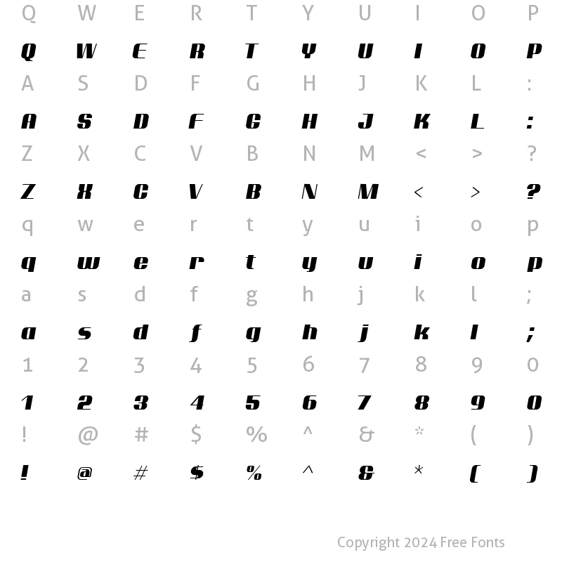 Character Map of Ptarmigan Italic