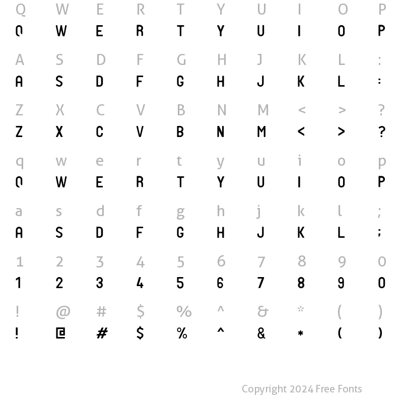 Character Map of PTF NORDIC Rnd Lt Normal