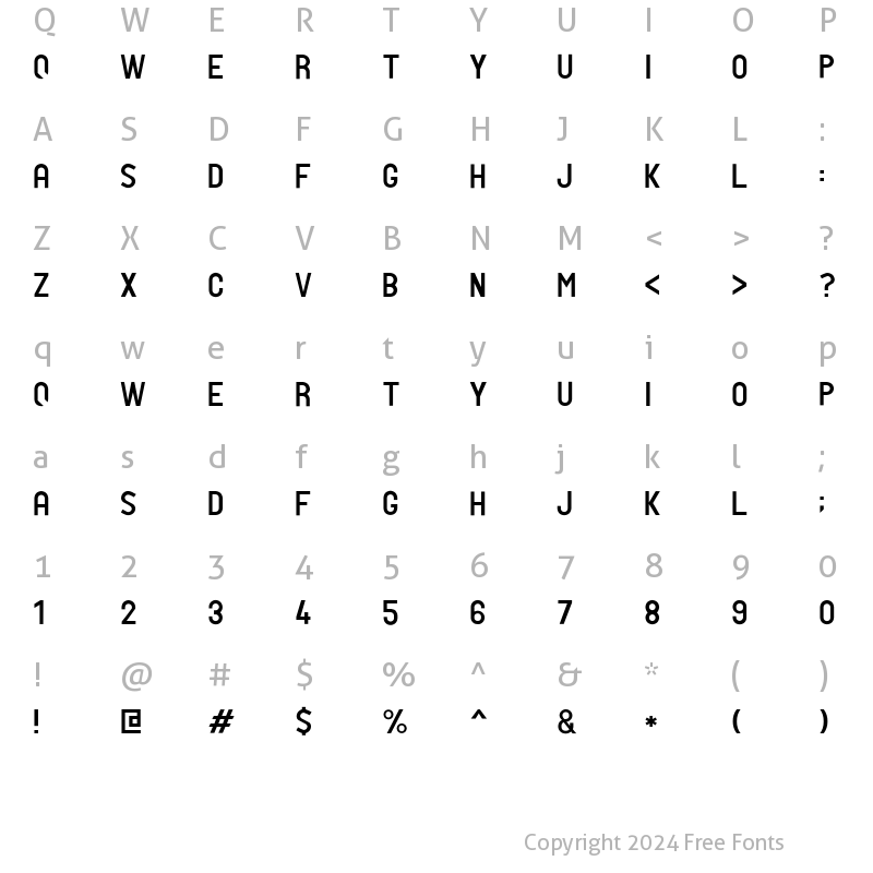 Character Map of PTF NORDIC Std Lt Light