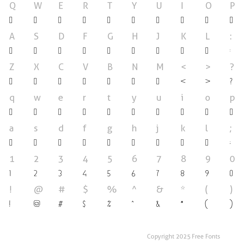 Character Map of PtilNarrow Bold