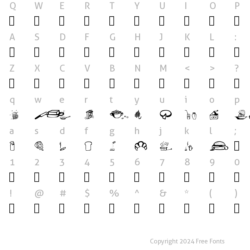 Character Map of P'tit-D?j Regular