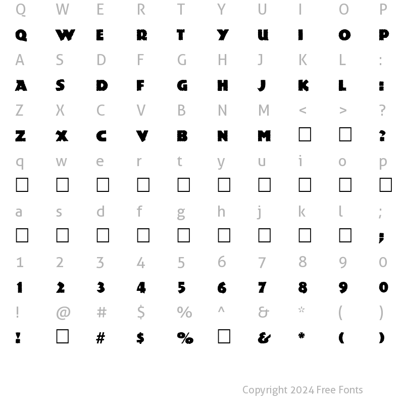 Character Map of Publicity Regular