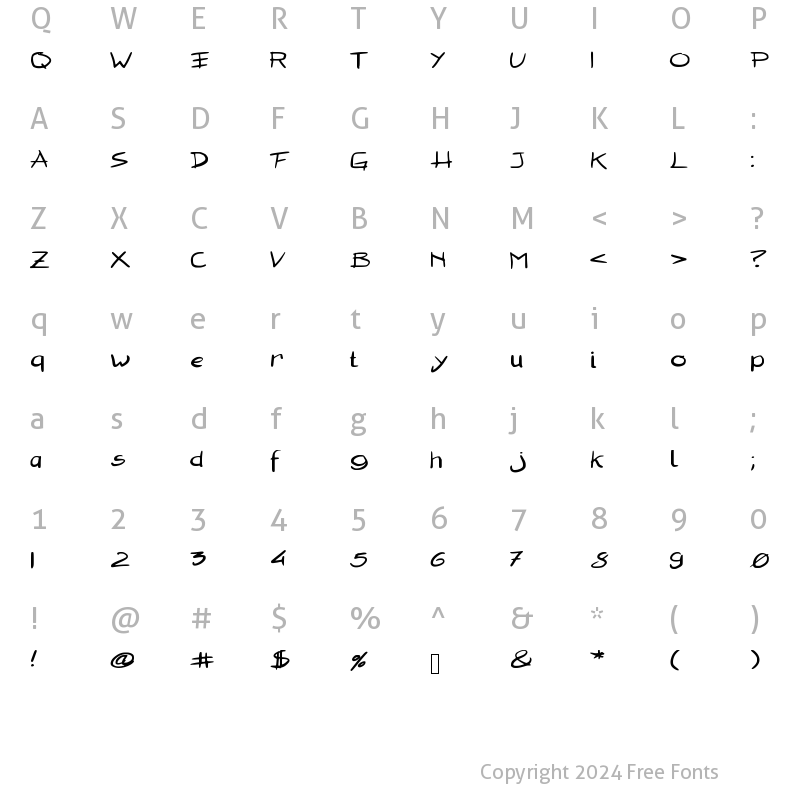 Character Map of Pugzley Standard