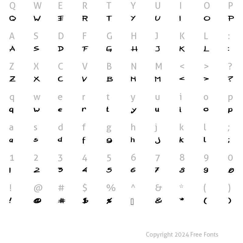 Character Map of Pugzley StandardThick