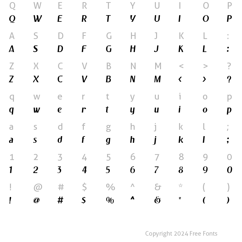 Character Map of Pulchella Italic