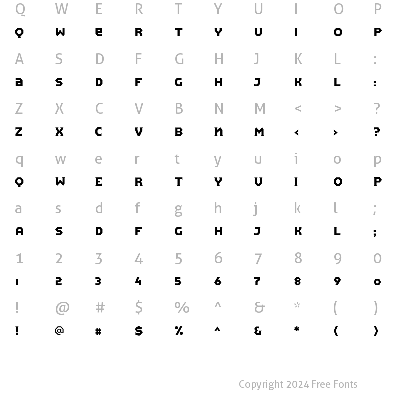 Character Map of Pullman Normal Regular