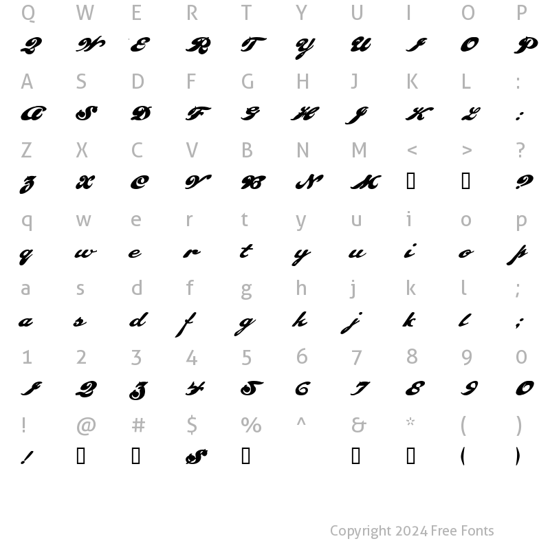 Character Map of Pullman Regular