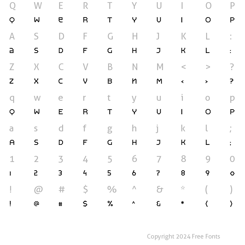 Character Map of Pullman Thin Regular