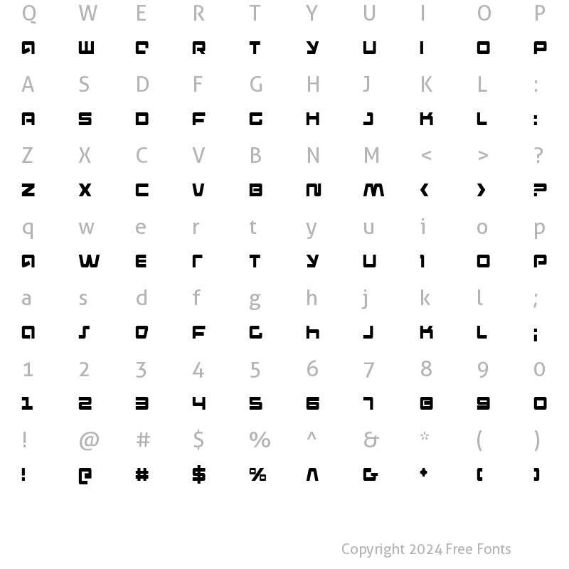 Character Map of Pulse Rifle Condensed Condensed