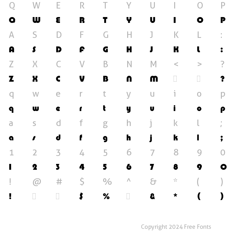 Character Map of Pump Plain Regular