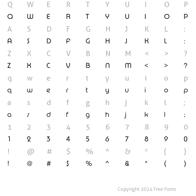 Character Map of PumpEF Light Regular