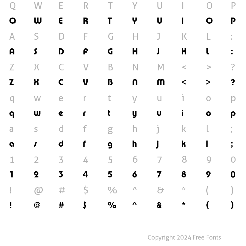 Character Map of PumpEF Medium