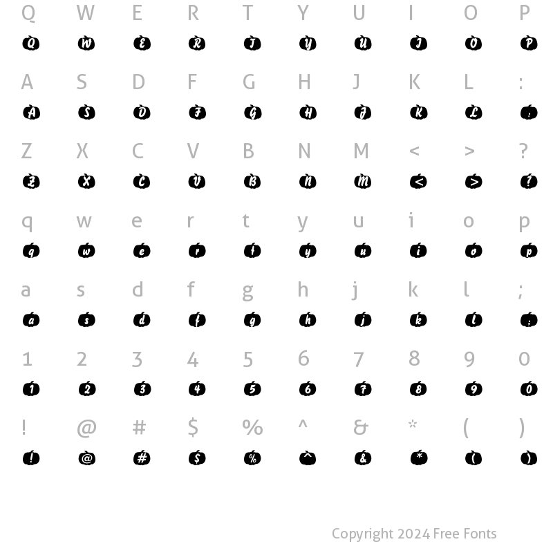 Character Map of Pumpkinese Regular