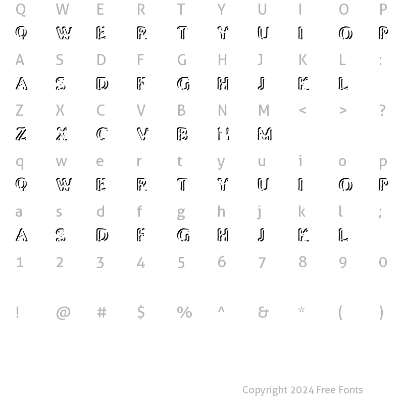 Character Map of Punched Stub Regular