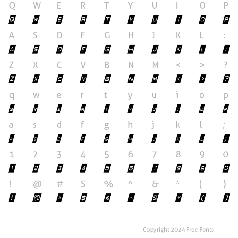 Character Map of PunchLabel Italic