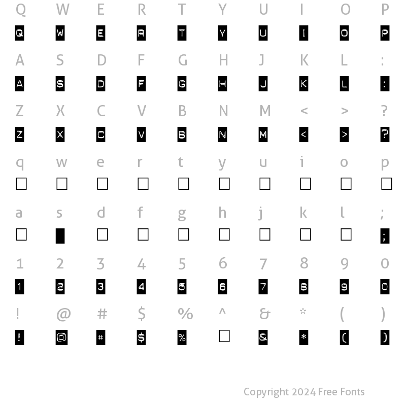 Character Map of PunchLabel Regular