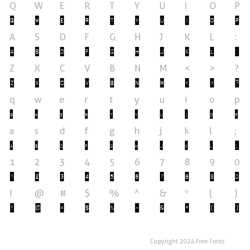 Character Map of PunchLabelCondensed Regular