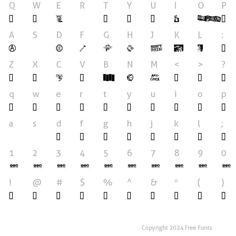 Character Map of PUNK DINGBATS Regular