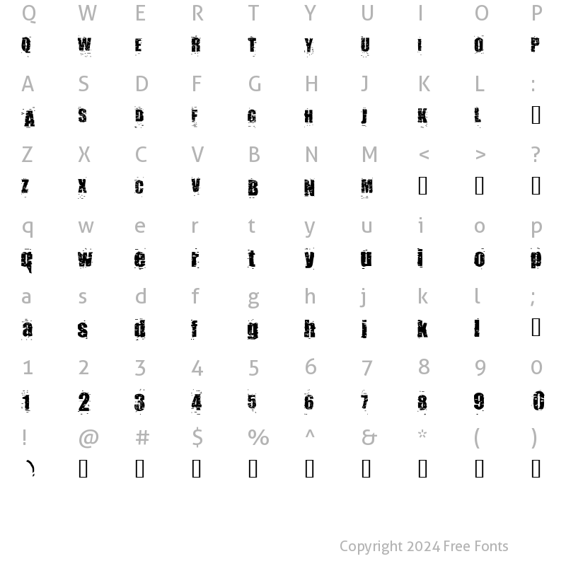 Character Map of pUNKASSBITCH Regular