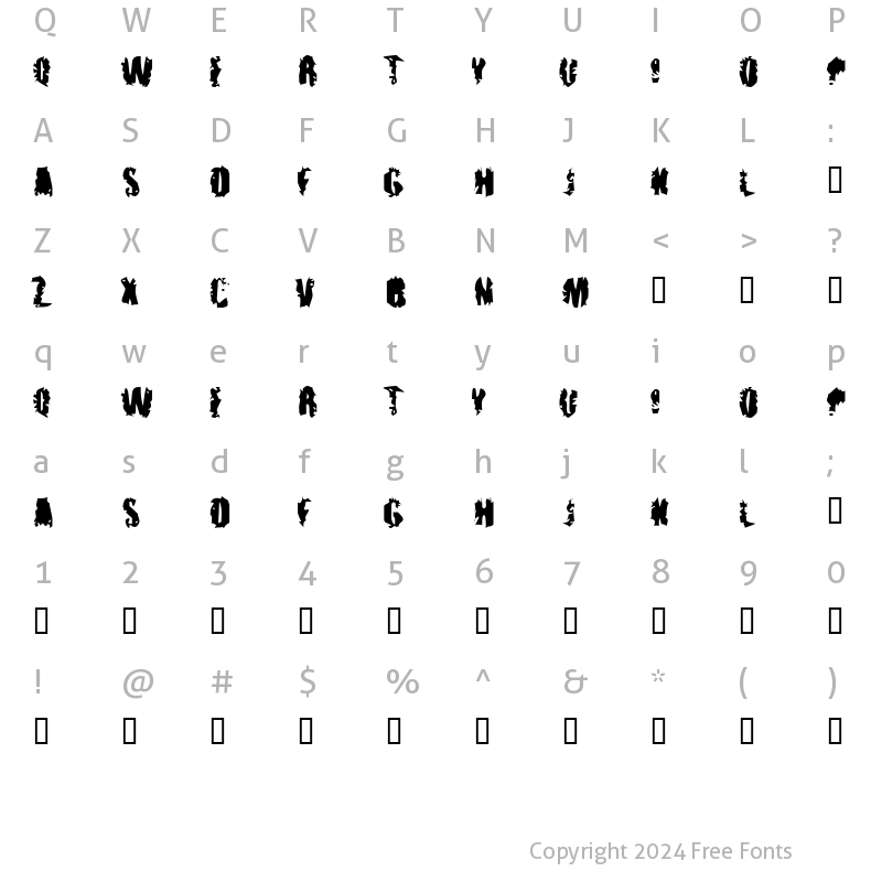 Character Map of pUNKASSBLEED Regular