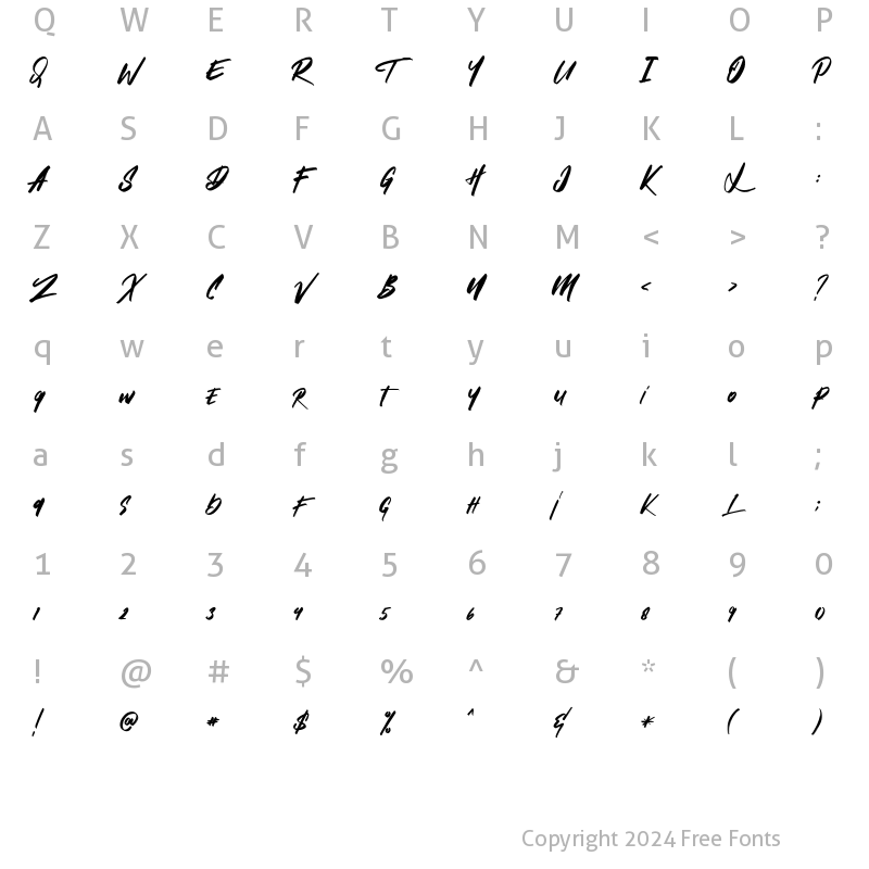 Character Map of Pure Dance Script