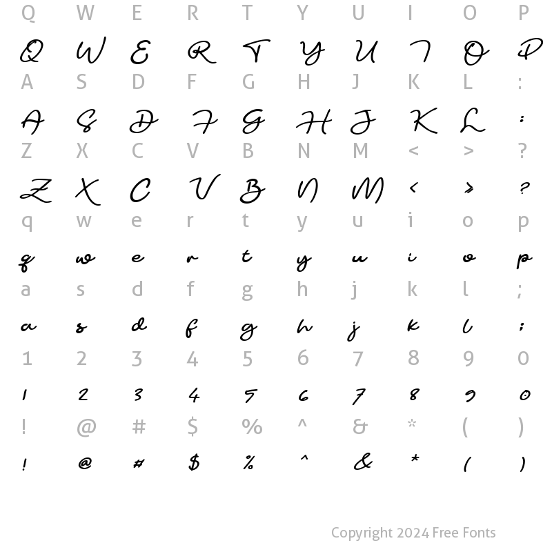 Character Map of Pureline Italic