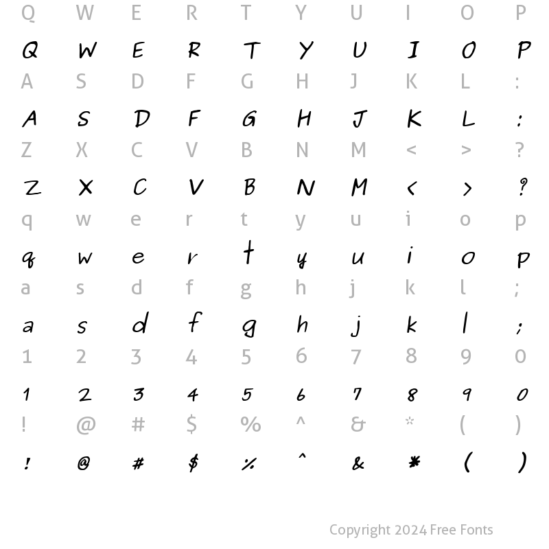 Character Map of Purisa BoldOblique