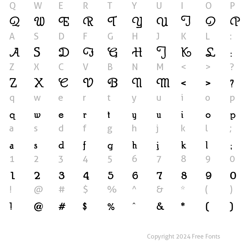 Character Map of Puritan Swash Regular