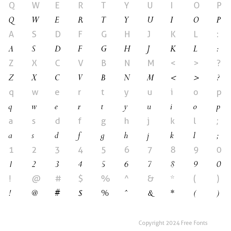 Character Map of Purloin Italic