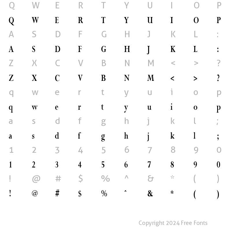 Character Map of PurloinCondensed Bold