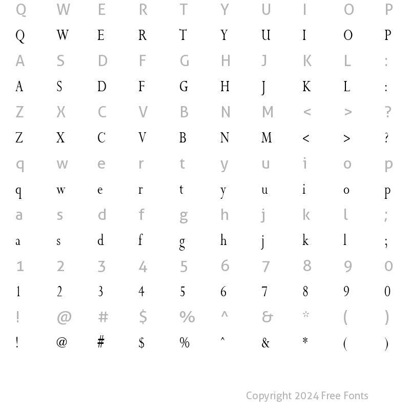 Character Map of PurloinCondensed Regular