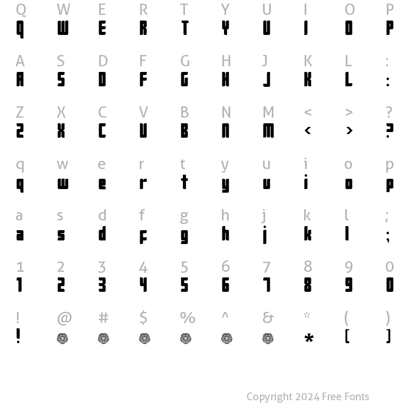 Character Map of Push2Black Regular