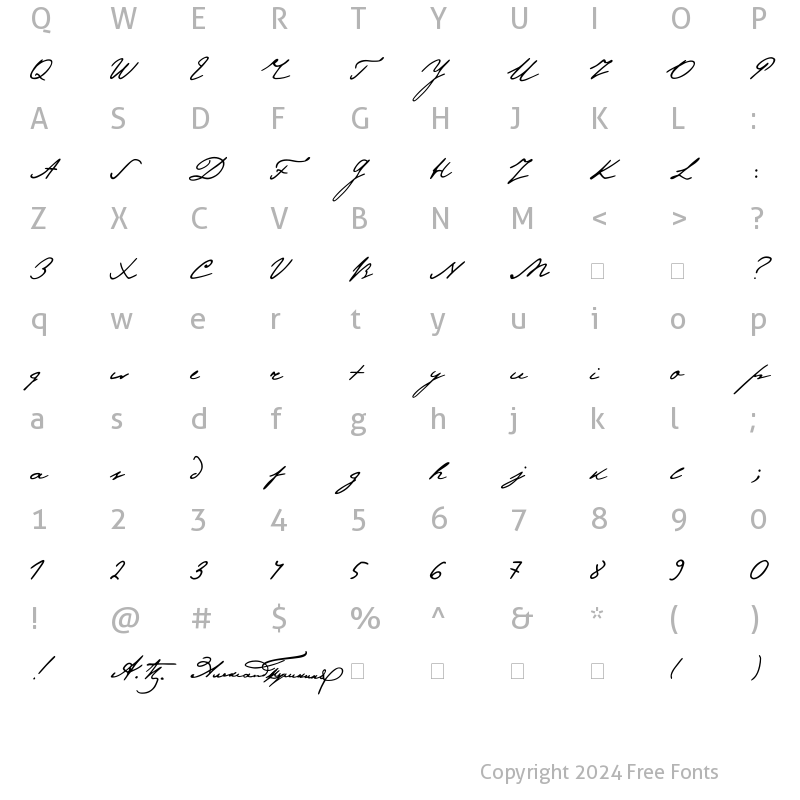 Character Map of Pushkin Regular