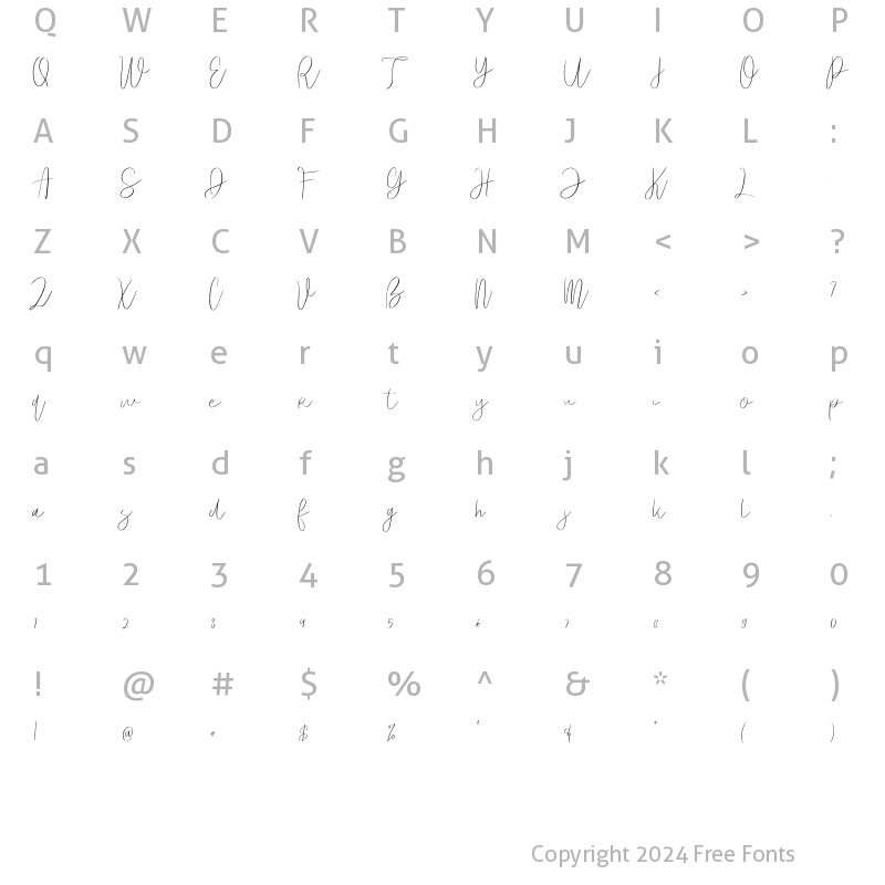 Character Map of Puspa Script Regular