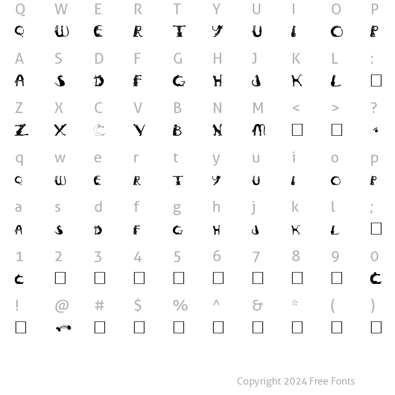 Character Map of Pussyfoot Normal