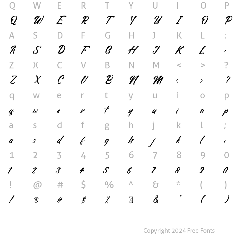 Character Map of Putra Radhen Regular