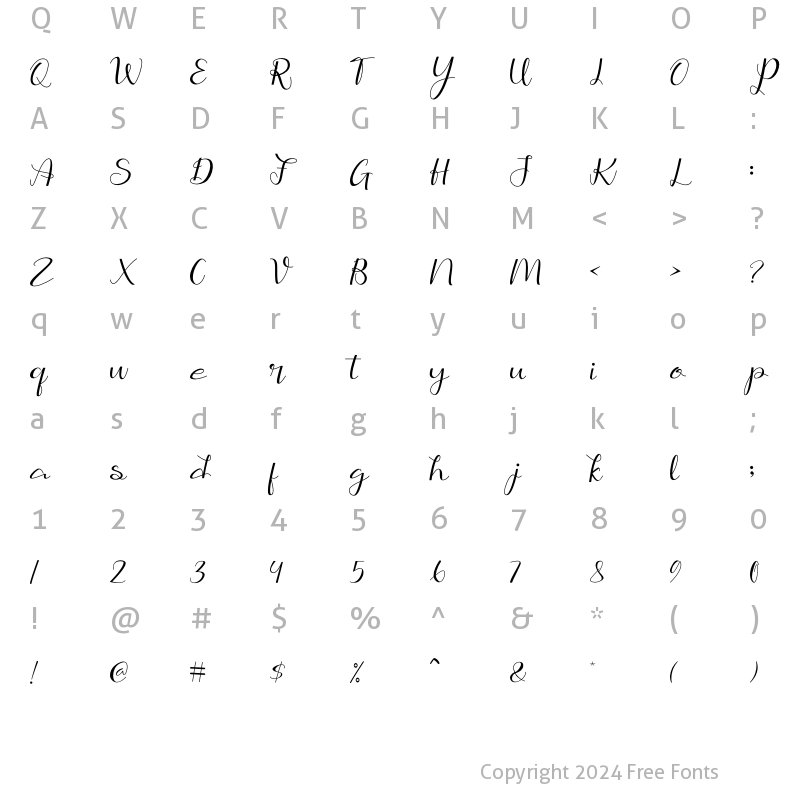 Character Map of Putri Duyung Regular