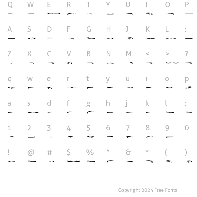 Character Map of Putteri Script Swashes Regular