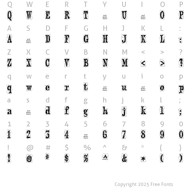 Character Map of puzzleface (eval) Regular