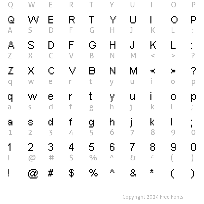 Character Map of _px Arial 8pt Regular