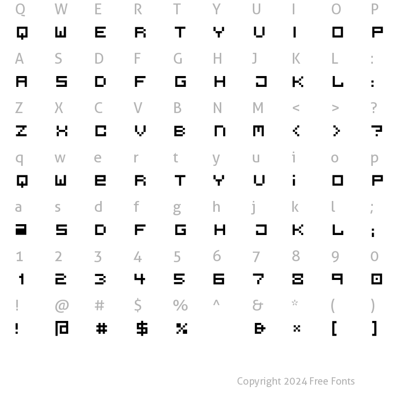 Character Map of Pxl Regular