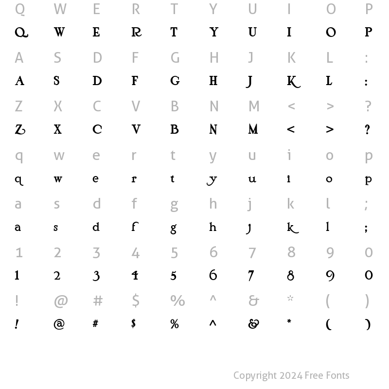 Character Map of Pyriform Tones NF Regular