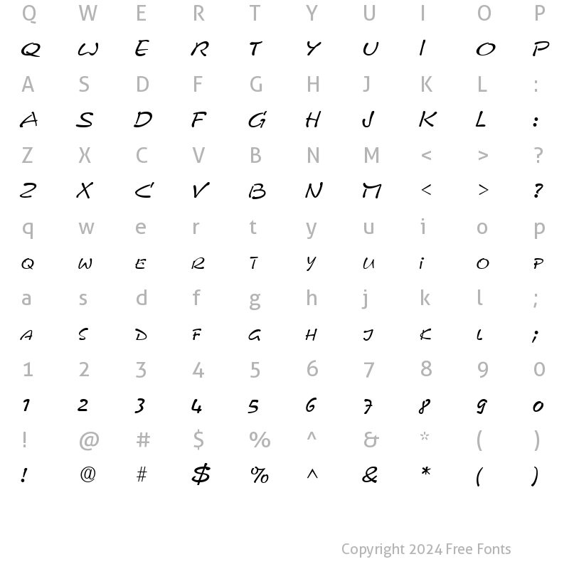 Character Map of PyxidQuick Regular