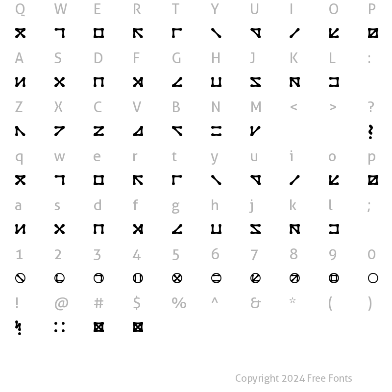 Character Map of Q-Bert's Funeral Regular