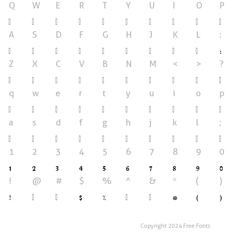 Character Map of Qadi Linotype Regular