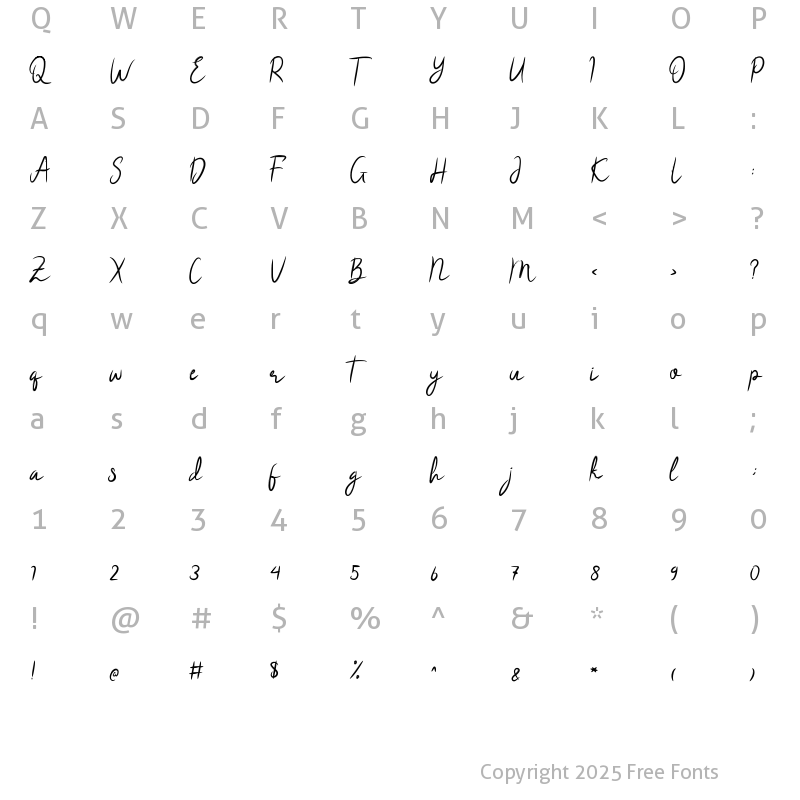 Character Map of Qailla Gloam Regular