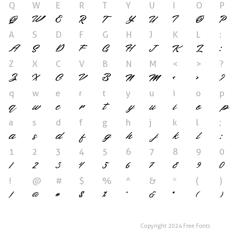 Character Map of Qalam Regular