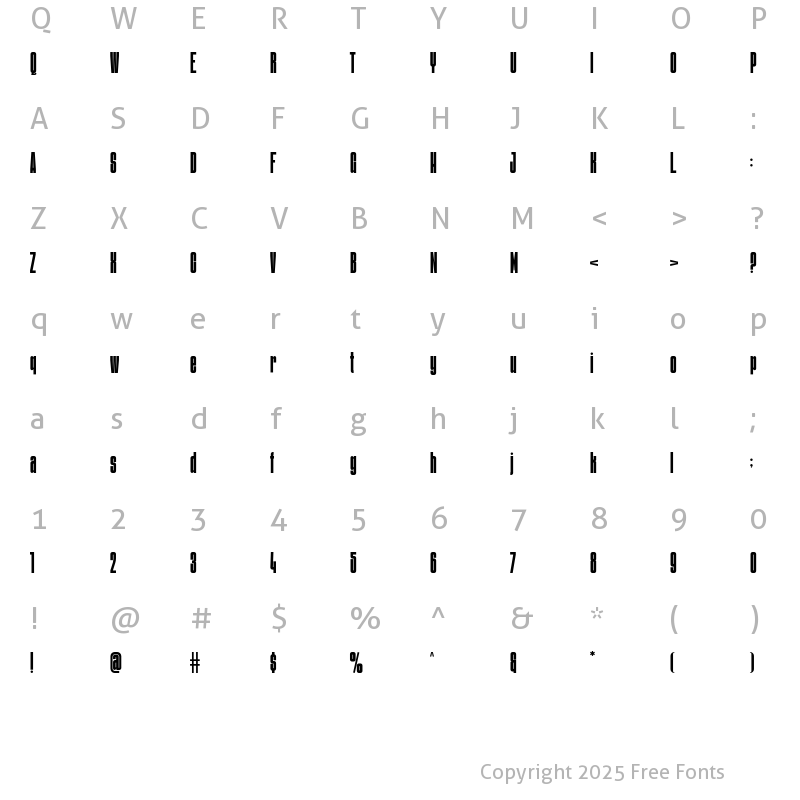Character Map of Qanungo Regular